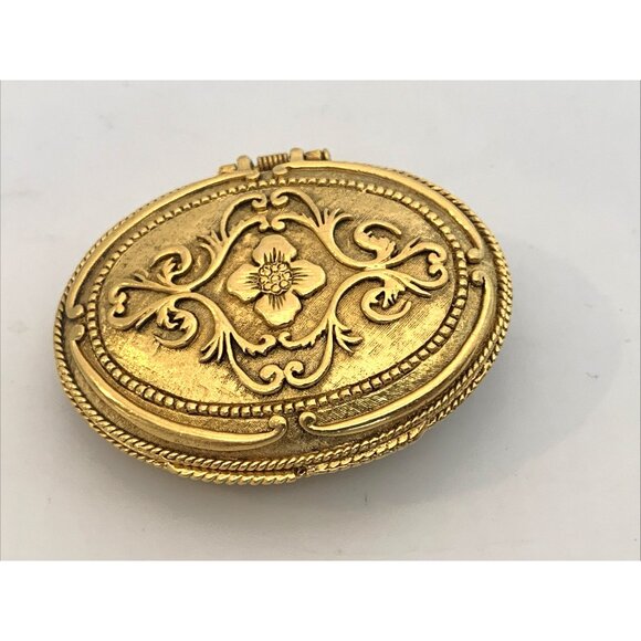 Corday Solid Perfume Oval Empty Compact Cameo Two Sisters w/Dove Gold Tone Vtg - Picture 5 of 7